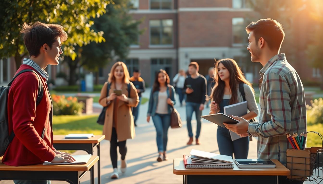 Student using learning strategies while studying